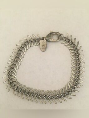 HRH Collection Silver-Tone Fishbone Link Bracelet